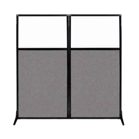 Versare Work Station Screen 66" x 70" Slate Fabric With Clear Window 1840219